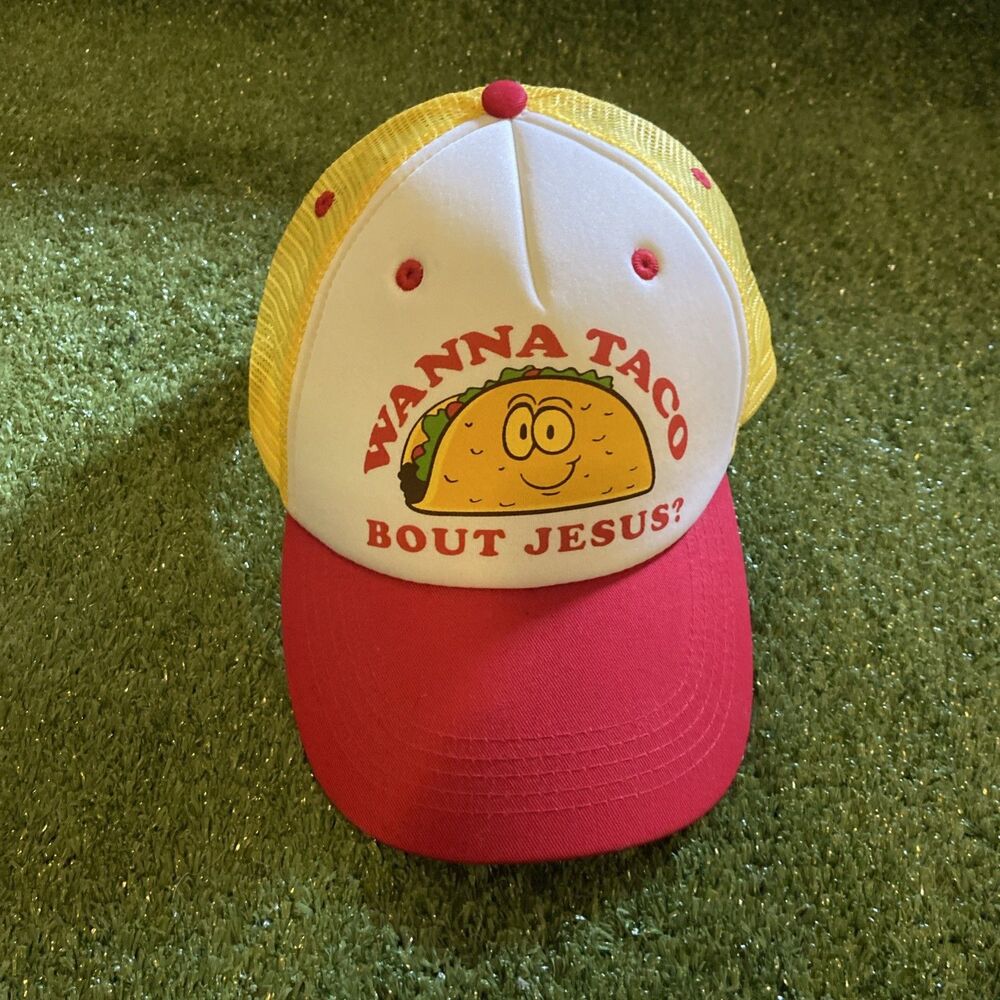 WANNA TACO Bout Jesus? Trucker Hat Tacos & Jesus Mark 16:15 Religion Christ Cap